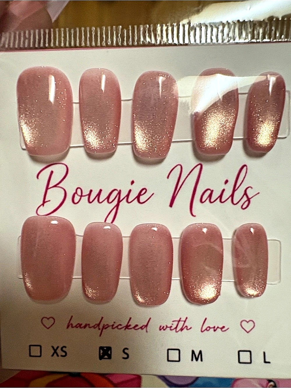 Bougie Nails Pink Glitter Press-On Nails NWT